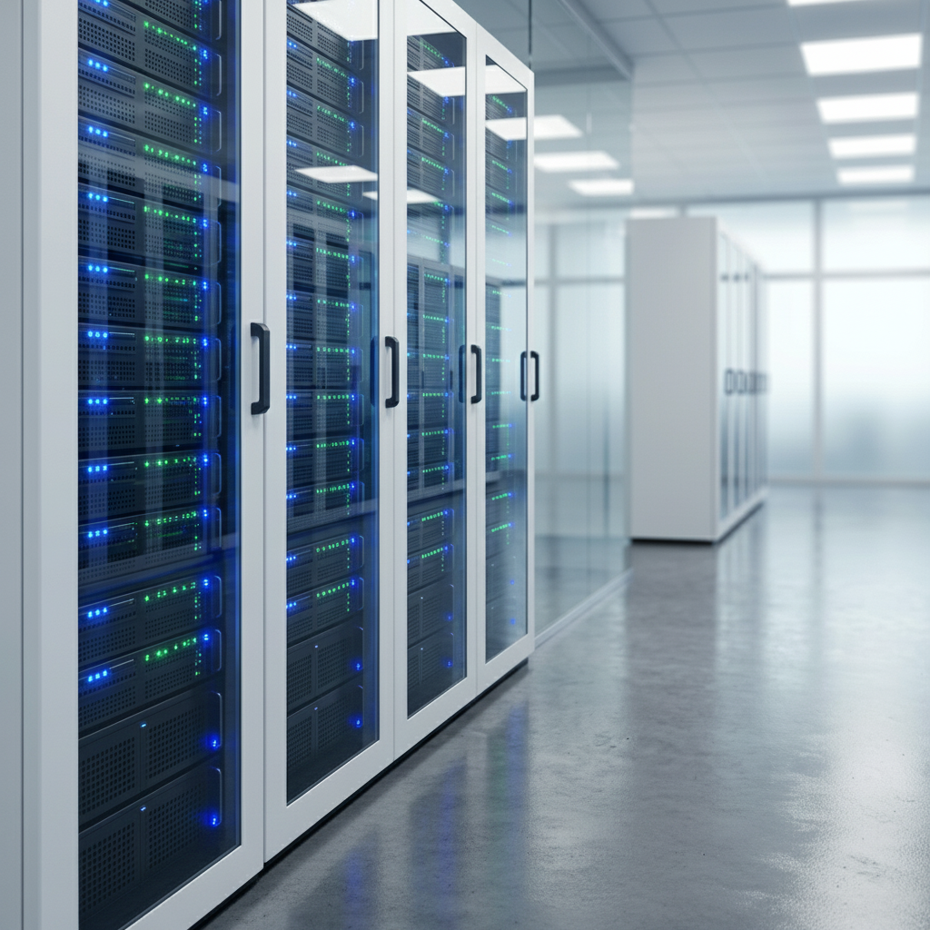 Data center corporativo — racks de servidores